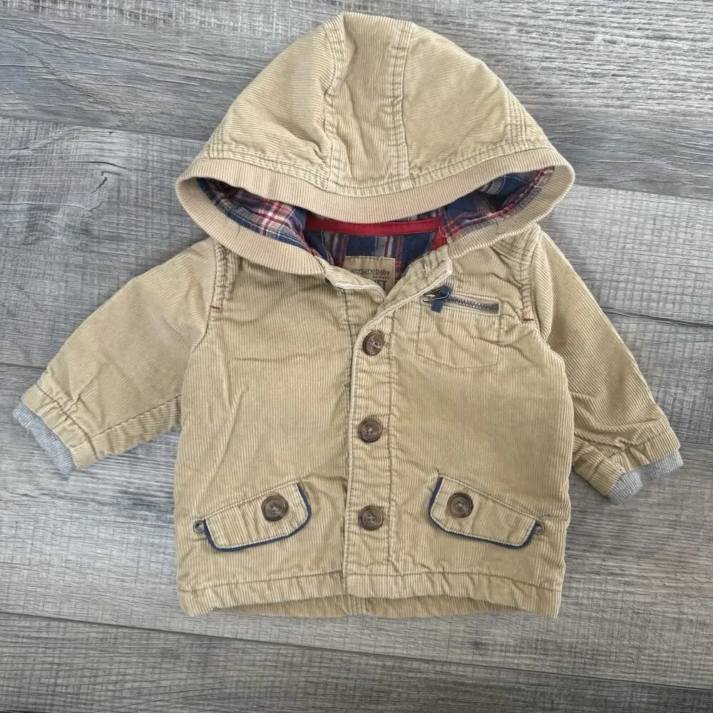 OshKosh B’Gosh Genuine Baby Tan Corduroy Jacket 6 Months Y2K Flannel Lined Coat